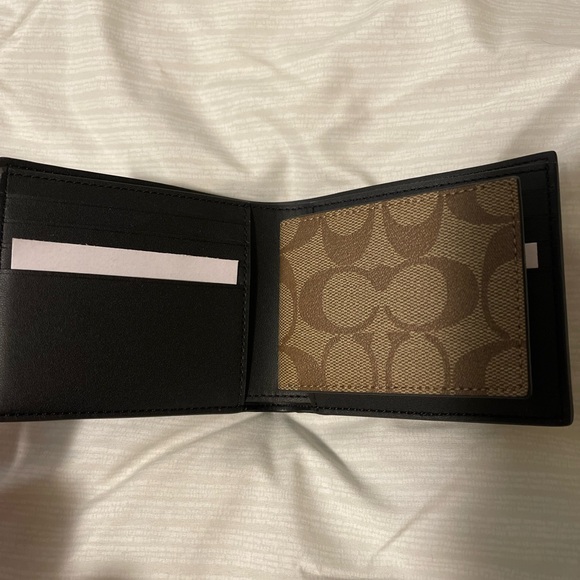 Coach Signature Brown and Black Leather Wallet - Picture 2 of 3